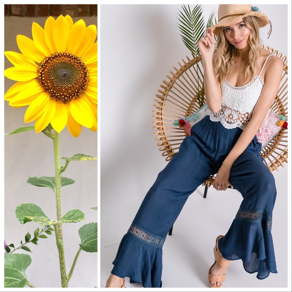 Indigo Teal Palazzo Hippy Pants - Picture 2 of 7